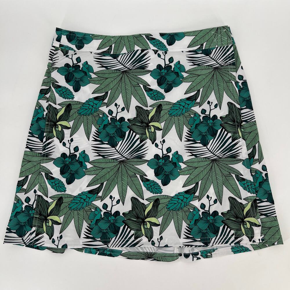 RipSkirt Hawaii Length 2 Wrap Skirt Women M Palm Leaf Print Green White Standard